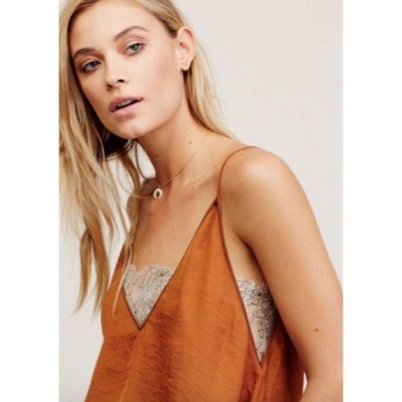 Free People Deep V Bandeau Cami in Burnt Orange - Picture 3 of 8